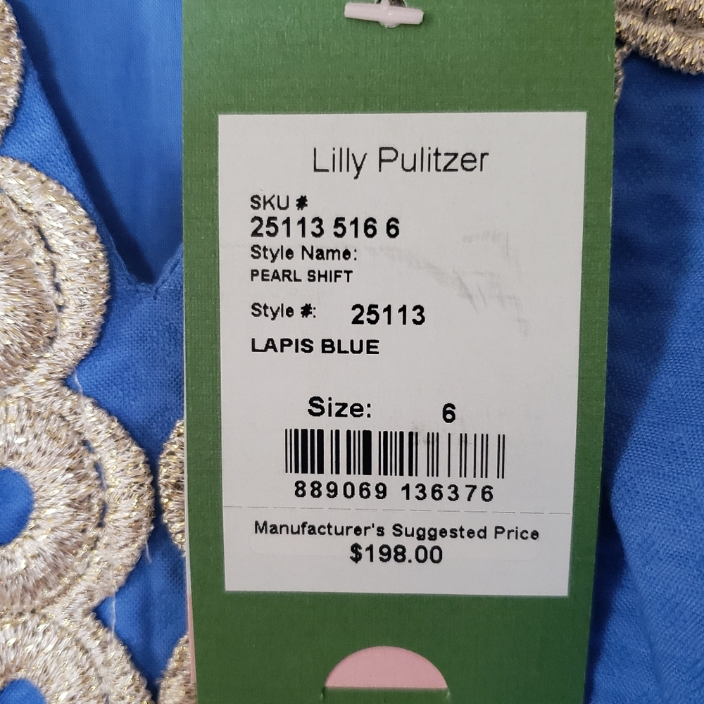Lilly Pullitzer Pearl Shift Dress Lapis Blue Sz 6 - Picture 11 of 11